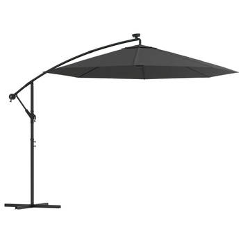 The Living Store Hangende Parasol LED Verlichting - Antraciet - 300 x 254 cm - UV-beschermend - Solar aangedreven