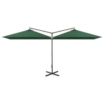 The Living Store Dubbele Parasol - Groen - 600 x 290 x 260 cm - 100% Polyester