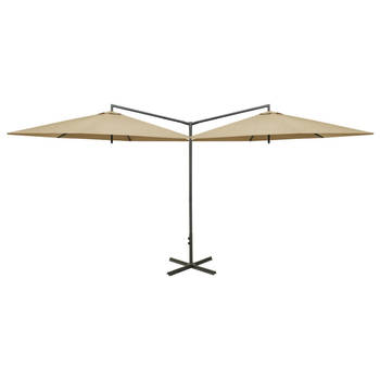 The Living Store Parasol Dubbel Profi - Grote afmeting 600 x 290 cm - Taupe