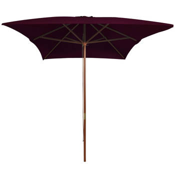 The Living Store Parasol Bordeauxrood 200x300x250cm - UV-beschermend polyester - 38mm paaldiameter - Houten frame