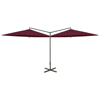 The Living Store Parasol - Dubbele Polyester - Staal - 600x290x260 cm - Bordeauxrood