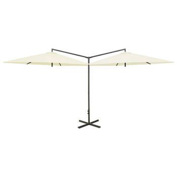 The Living Store Dubbele Parasol - Polyester - Stalen paal - 600x290x260 cm - Zandkleurig