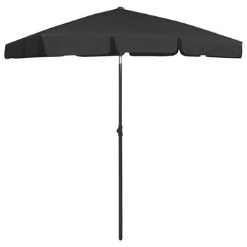 The Living Store Strandparasol Deluxe Zwart - 180x120cm - UV-bestendig - Stabiel - Verstelbaar - 232cm hoog