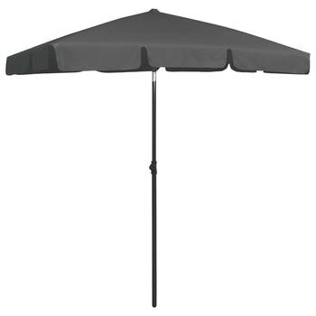 The Living Store Strandparasol Anti-UV Polyester - 180x120cm - Antraciet - Met kantelfunctie - 232cm hoog - The Living