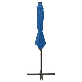 The Living Store Tuinparasol Azuurblauw 300 x 255 cm - LED-verlichting