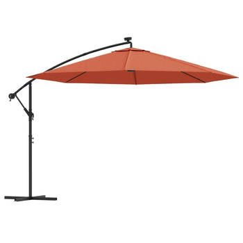 The Living Store Hangende Parasol - LED-verlichting - UV-beschermend - 350 x 290 cm - Terracotta
