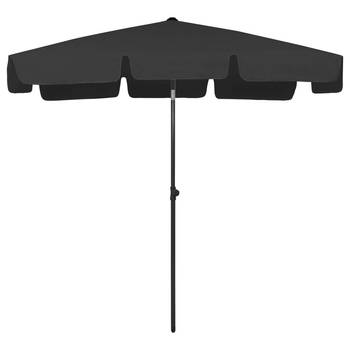 The Living Store Strandparasol - Zwart Polyester - 200x125 cm - UV-bestendig