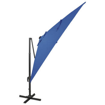 The Living Store Parasol - LED-verlichting - UV-bescherming - 300x300x258 cm - Azuurblauw