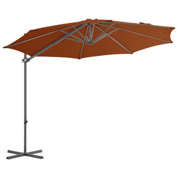 The Living Store Hangende parasol Tuin - 300x255 cm - Terracotta - UV-beschermend polyester - Stevige kruisvoet -