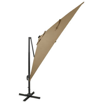 The Living Store Parasol Luxe - 300x300x258 cm - Inclusief LED-verlichting - Taupe