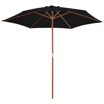 The Living Store Parasol Elegant 270x244 cm - zwart - bamboe/hardhout - UV-beschermend polyester - Ø 38mm paal