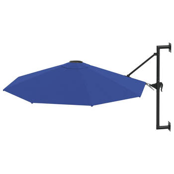 The Living Store Parasol Wandmontage - 300 x 131 cm - Blauw - UV-beschermend - Met zwengelsysteem