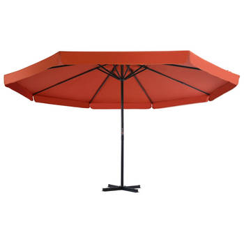 The Living Store tuinparasol - Terracotta - 500 x 385 cm - UV-beschermend - Aluminium paal - 8 baleinen