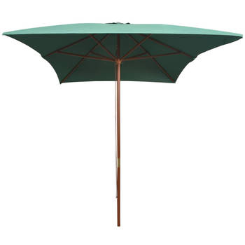 The Living Store Parasol Groen - 200 x 300 cm - Hardhouten Frame - UV-bestendig Polyester