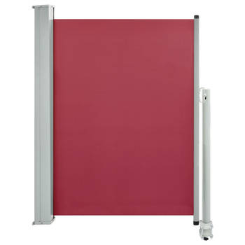 The Living Store Zijscherm - 100 x 0-300 cm - UV-bestendig polyester - Automatische terugrolfunctie - Rood scherm en