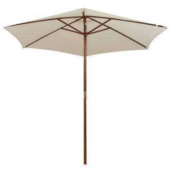 The Living Store Parasol Hout 270x270 cm - Crèmewit - UV-bestendig Polyester