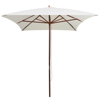 The Living Store Parasol Sunshade - 200 x 300 cm - Cream - Hardwood Frame - UV Resistant Polyester