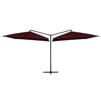 The Living Store Dubbele Parasol - Bordeauxrood - 485 x 250 x 260 cm - UV-beschermend - Polyester - Stabiel en Duurzaam