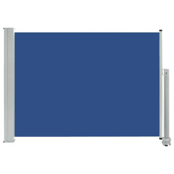 The Living Store Zijscherm - 80 x 0-300 cm - UV-bestendig - Polyester+staal - Blauw/grijs