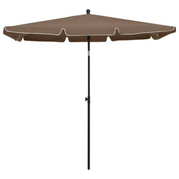The Living Store Parasol - UV-beschermend polyester - Staal - 210x140x238cm - Taupe