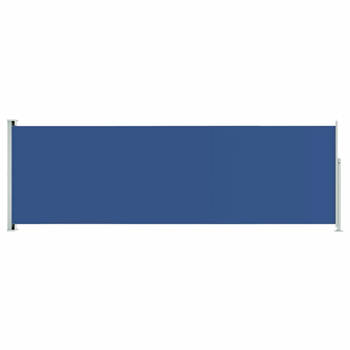 The Living Store Zijscherm - Uittrekbaar - Blauw - 200 x (0-600) cm - Polyester