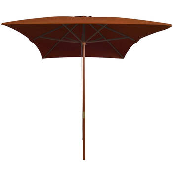 The Living Store Parasol - Houten - Terracotta - 200 x 300 x 250 cm - UV-beschermend