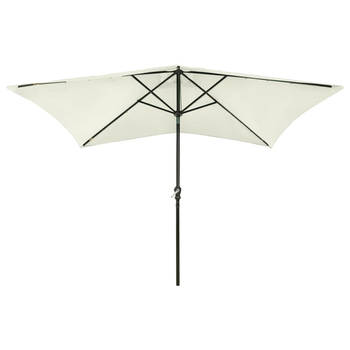 The Living Store Parasol rechthoekig - Zand - 200x300x247 cm - UV-beschermend polyester - Gepoedercoat staal -