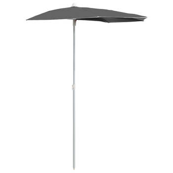 The Living Store Tuinparasol - halfrond - 180x90x195 cm - antraciet - 100% polyester