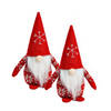 Set van 2x stuks pluche gnome/dwerg decoratie poppen/knuffels rood 12 x 20 x 9 cm - Kerstman pop