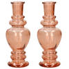 Kaarsen kandelaar Venice - 2x - gekleurd glas - helder zacht oranje - D5,7 x H15 cm - kaars kandelaars