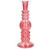 Kaarsen kandelaar Florence - koraal rood glas - ribbel - D8,5 x H23 cm - kaars kandelaars