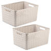 Plasticforte opbergmand/kastmandje - 2x - 18 liter - beige - kunststof - 28 x 38 x 19 cm - Opbergbox