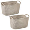 Plasticforte opbergmand/kastmandje - 2x - 6,4 liter - beige - kunststof - 19 x 29 x 18 cm - Opbergbox