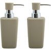 MSV Zeeppompje/dispenser - 2x - Haiti - keramiek - taupe - 6 x 15 cm - 240 ml - Zeeppompjes