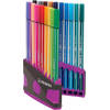 STABILO Pen 68 brush, ColorParade, lila-grijze doos, 20 stuks in geassorteerde kleuren