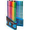 STABILO Pen 68 - premium viltstift - ColorParade - antraciet/licht blauw - met 20 kleuren