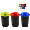 Plafor Eco Bin Prullenbak 50L Set van 3, Blauw/Groen/Rood