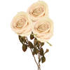 Top Art Kunstbloem roos Calista - 3x - wit creme - 66 cm - kunststof steel - decoratie bloemen - Kunstbloemen