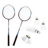 Badminton set zilver/blauw met 8x shuttles en opbergtas - Badmintonsets