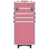 The Living Store Make-up trolley - Houten beautycase - 37x22x78cm - Roze