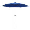 The Living Store Tuinparasol - Ø270 x 246 cm - Azuurblauw - UV-beschermend polyester - Aluminium paal -