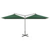 The Living Store Dubbele Parasol - Groen - 600 x 290 x 260 cm - 100% Polyester