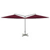 The Living Store Parasol - Dubbele Polyester - Staal - 600x290x260 cm - Bordeauxrood