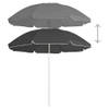 The Living Store Parasol Bloemontwerp - Polyester - 176.5 x 200 cm (ø x H) - Antraciet