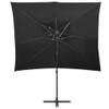 The Living Store Tuinparasol - Zwart - 250x250x253 cm - UV-beschermend polyester - Stevige kruisvoet - 360 graden