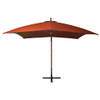 The Living Store zweefparasol terracotta 300x300 cm - houten paal - waterdicht - uv-bestendig