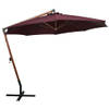 The Living Store Zweefparasol - Bordeauxrood - 350 cm - Waterdicht - UV-bestendig en kleurvast - Massief vurenhouten