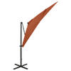 The Living Store Tuinparasol - LED-verlichting - Terracotta - 250 x 230 cm - PA-coating