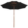 The Living Store Parasol - Houten - Ø270 x 256 cm - UV-beschermend - Zwart