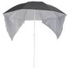 The Living Store Strandparasol - Antraciet - 190 x 202/218 cm - UV-bescherming - Waterbestendig - Met Luchtventilatie -